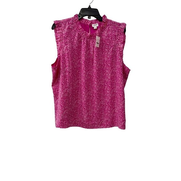 New J. Crew Size 2X Ruffleneck top Floral Pink Multi SU23 *Stain* - Picture 3 of 12
